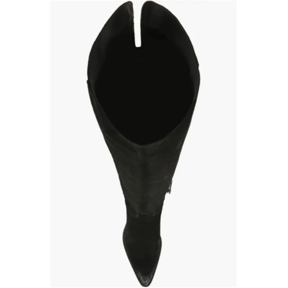 Sam Edelman Julee Pointe Toe Black Suede Leather Over The Knee Boots SZ 8 NEW